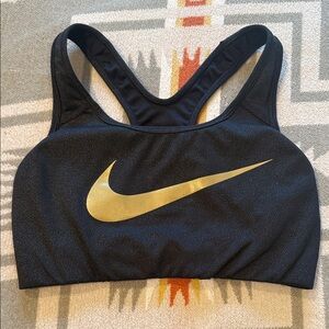 Nike Women's Black and Gold Sports Bra